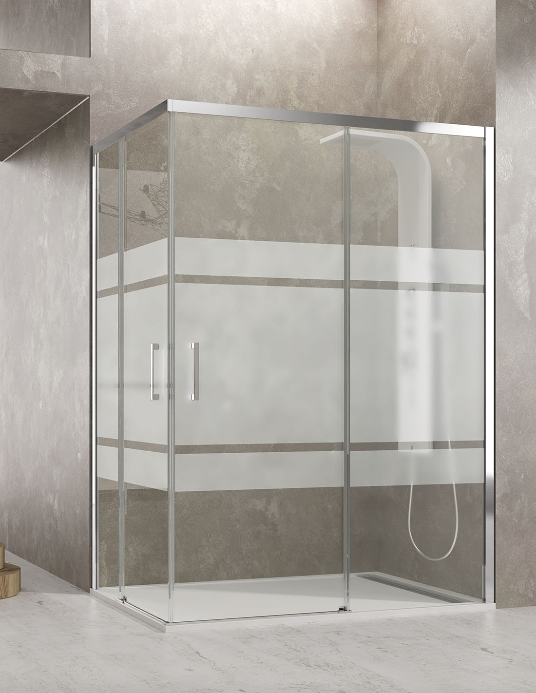 Vinkel­duschvägg CEOS 2+2 utan bottenprofil 70x70 Cm klart glas