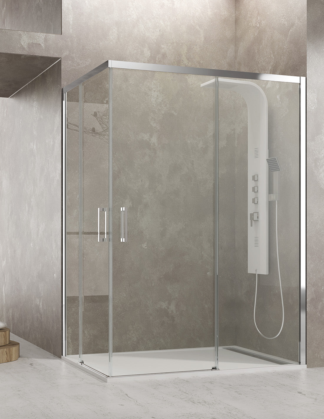 Vinkel­duschvägg CEOS 2+2 utan bottenprofil 70x70 Cm klart glas
