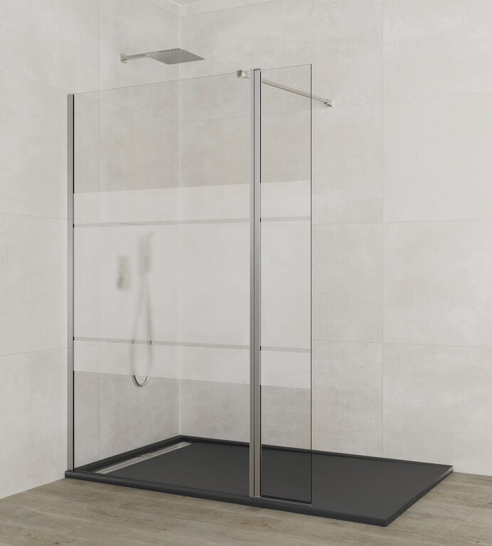 Walk-in-duschvägg med fast panel + slagdörr SCREEN